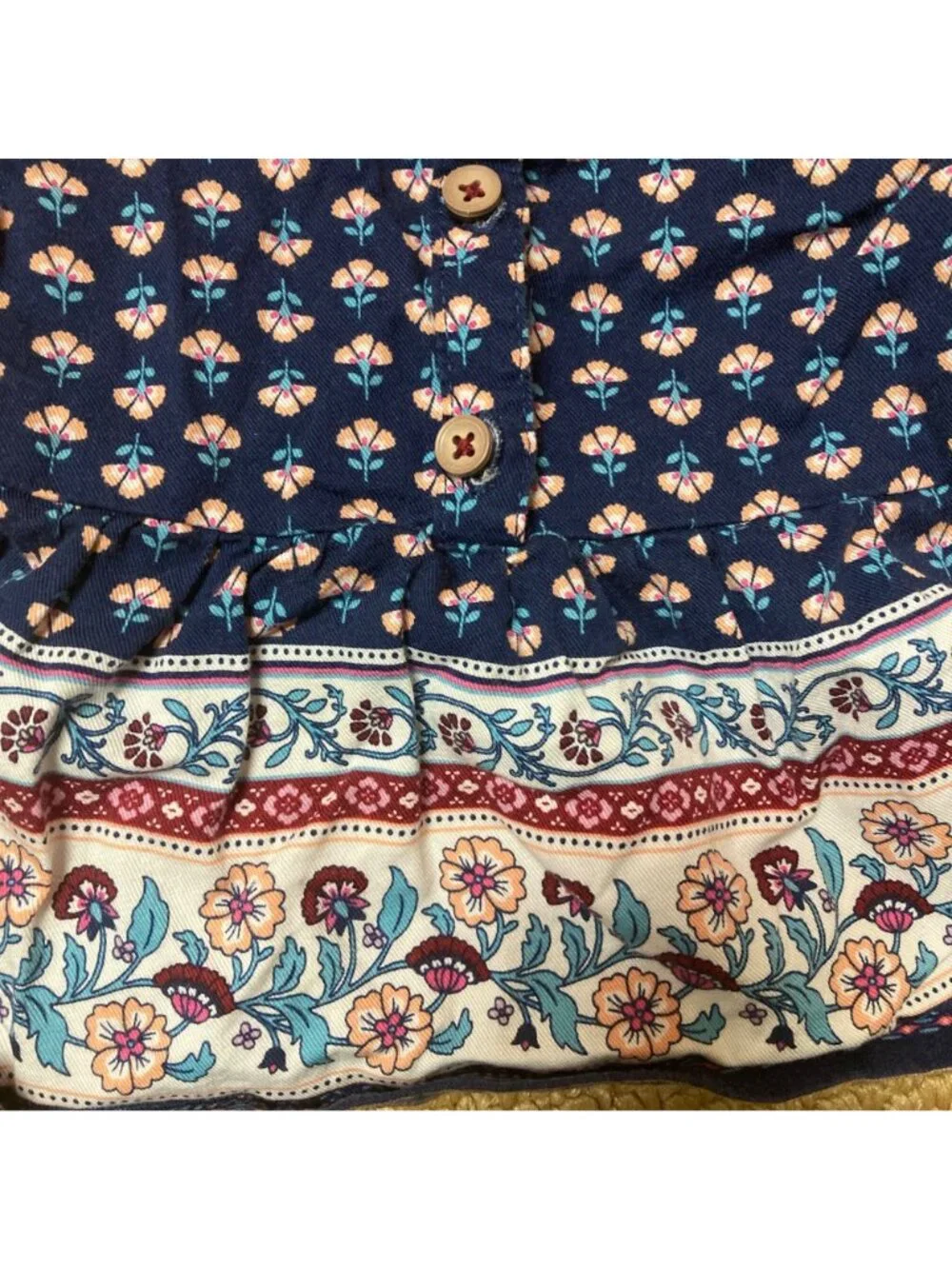 Carter's Infant Girl Blouse 6 Months Boho Blue Floral Top Hippie